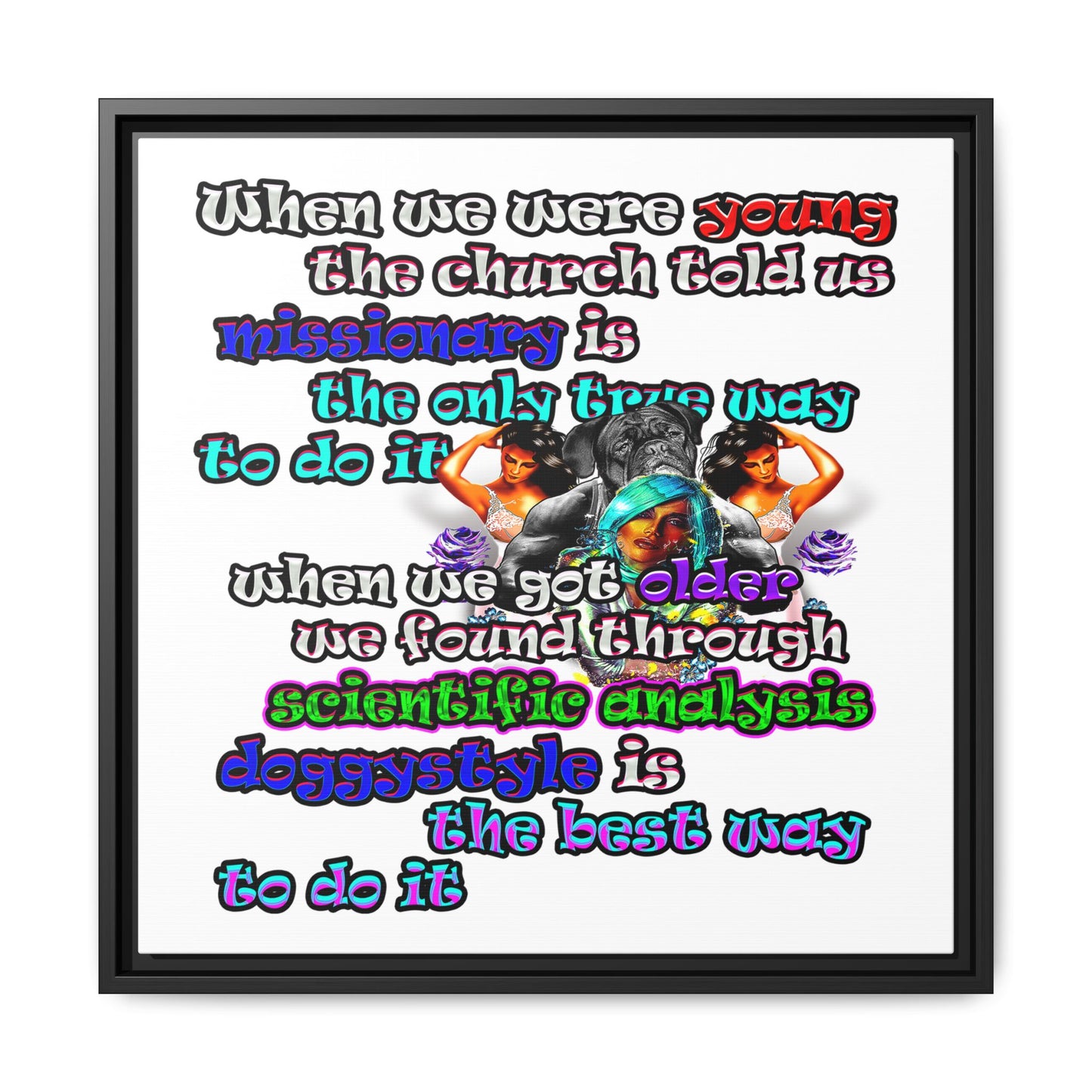 doggystyle - framed canvas art (white)