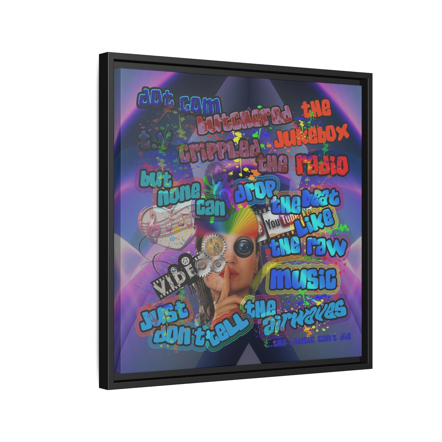 drop the beat - framed canvas art (grey-pink wave)