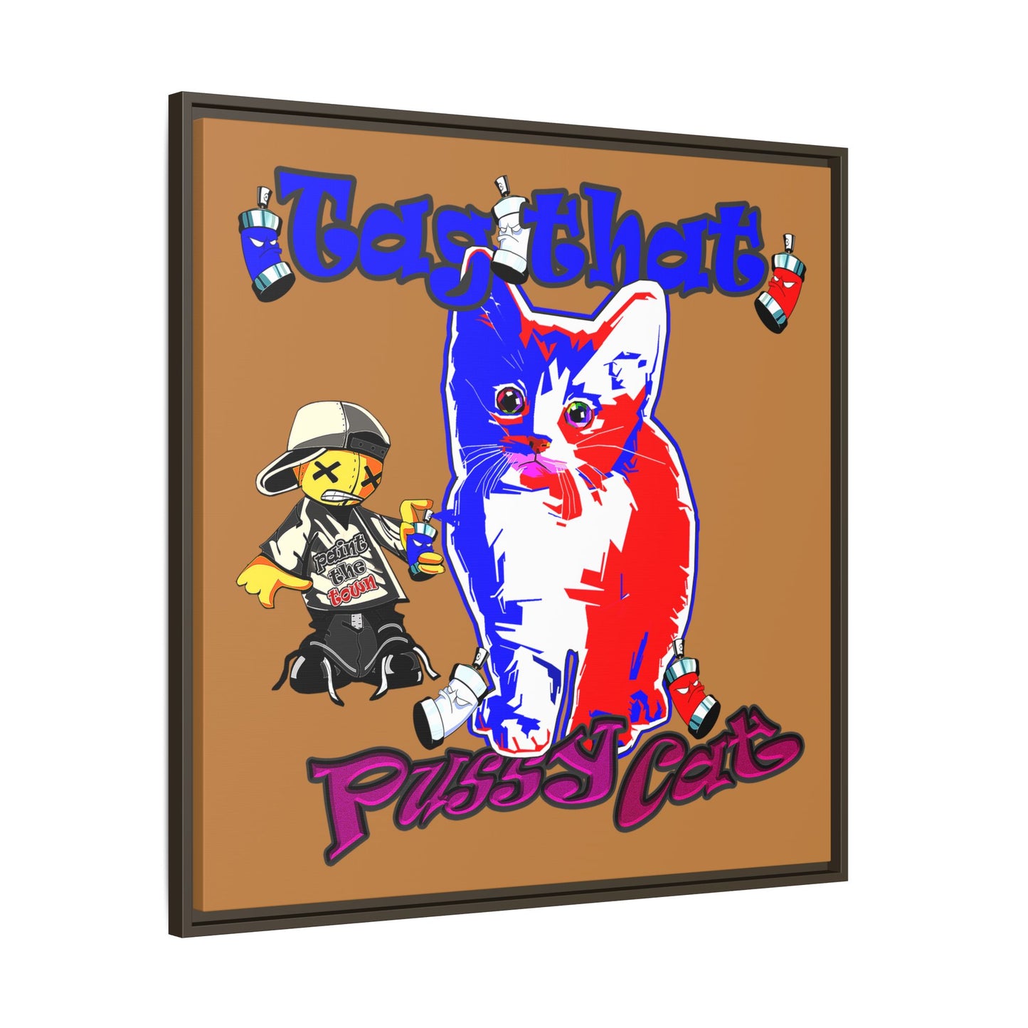 tag that - framed canvas art (light brown)