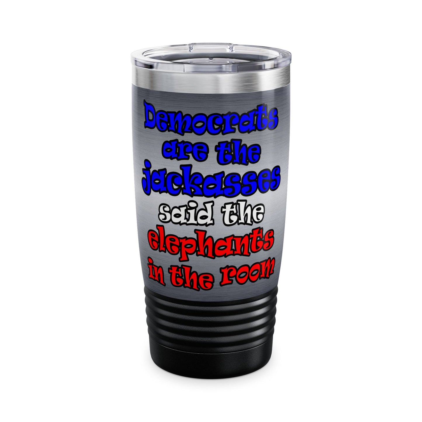 donkeys and elephants - Ringneck Tumbler, 20oz (brushed nickel)