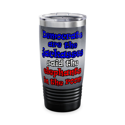 donkeys and elephants - Ringneck Tumbler, 20oz (brushed nickel)