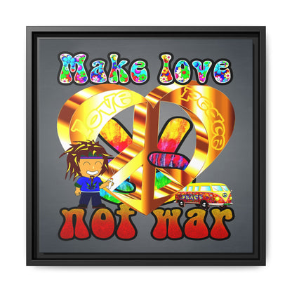 love peace - framed canvas art (grey-light grey)