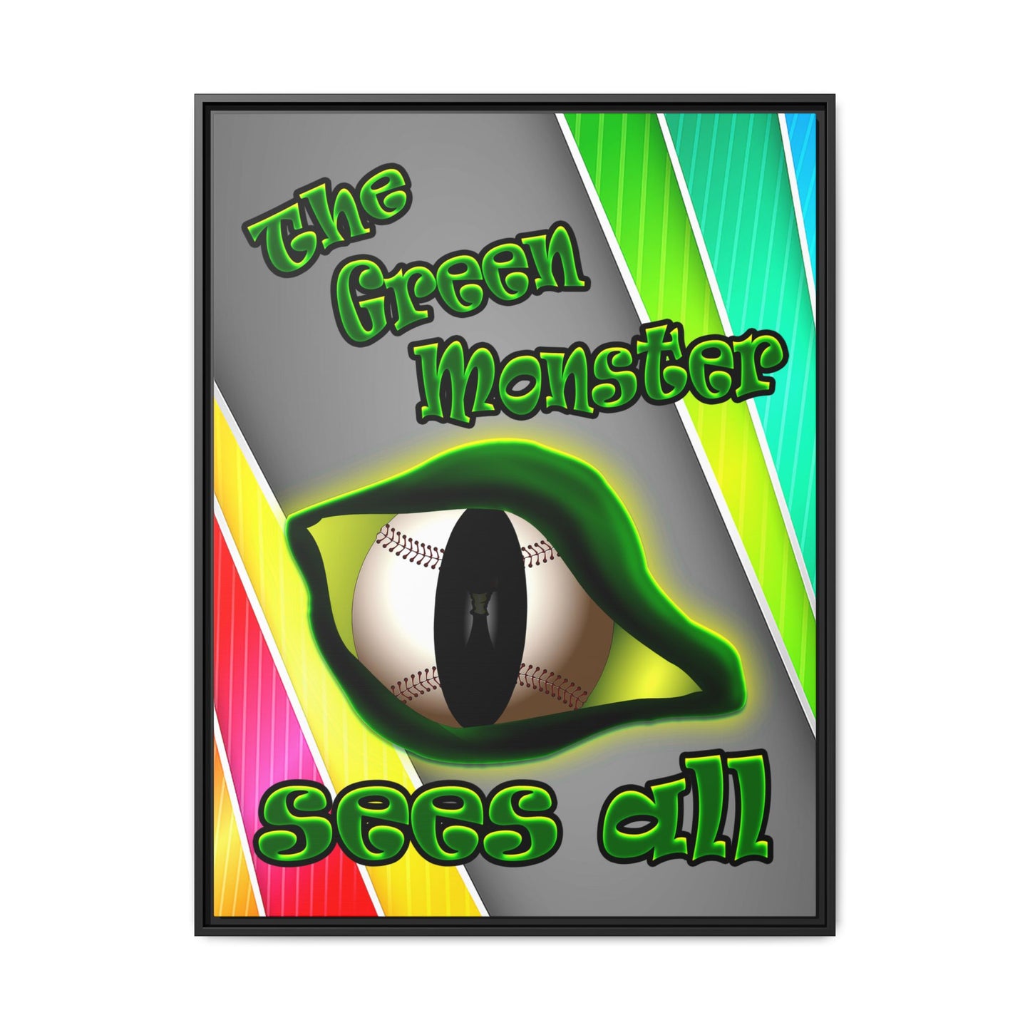 green monster - framed canvas art (rainbow split)