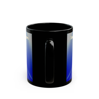 I don't care that your grey - Black Mug (blue-white wave)