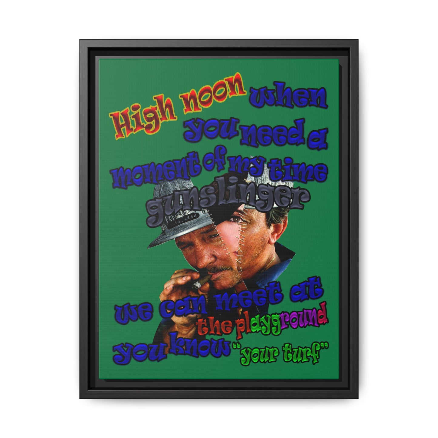 high noon - framed canvas art (dark green)