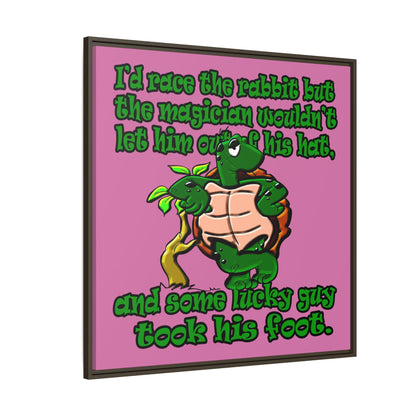 turtle race - framed canvas art (light pink)