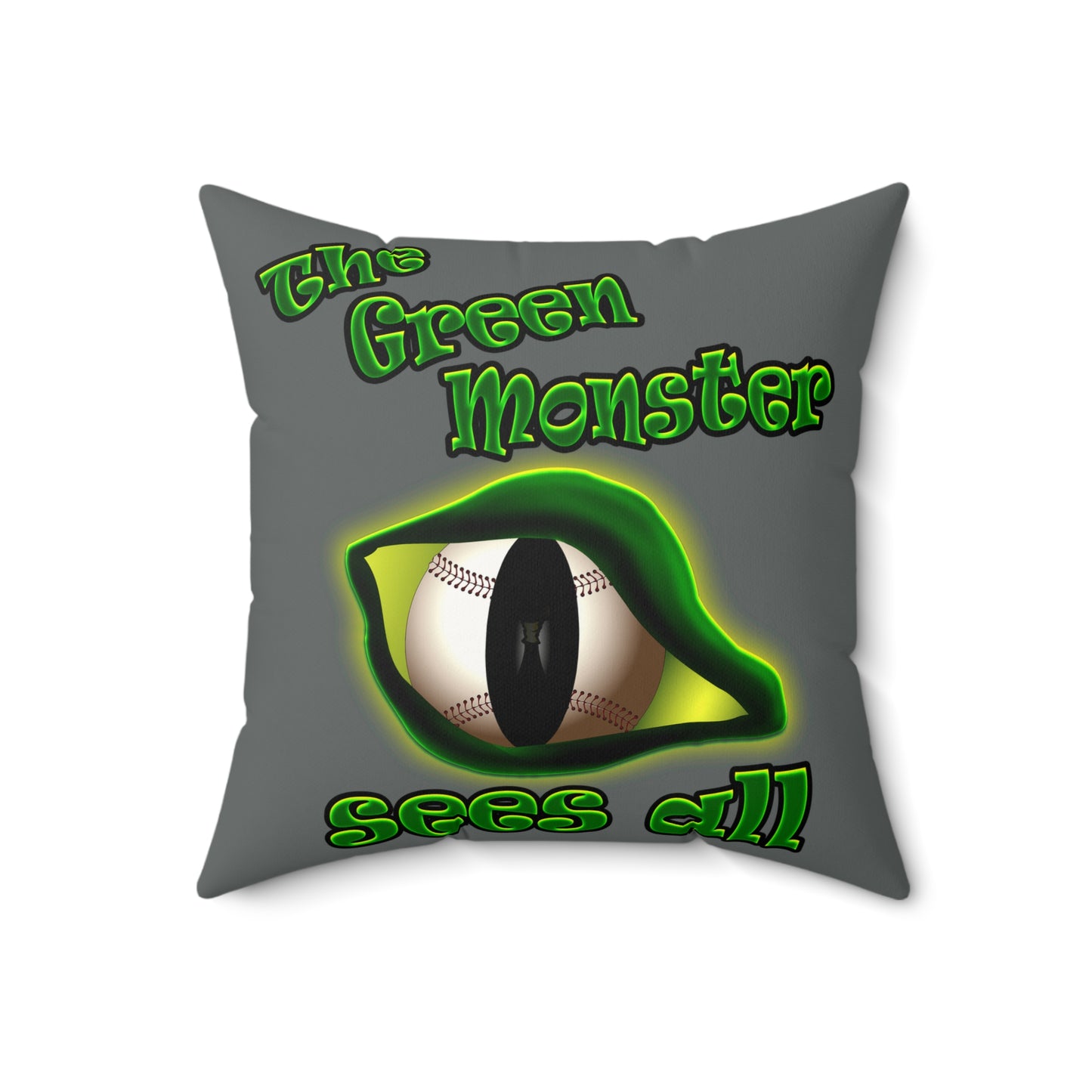 green monster - Faux Suede Square Pillow - (dark grey)