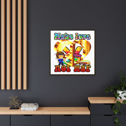 love peace - framed canvas art (white)