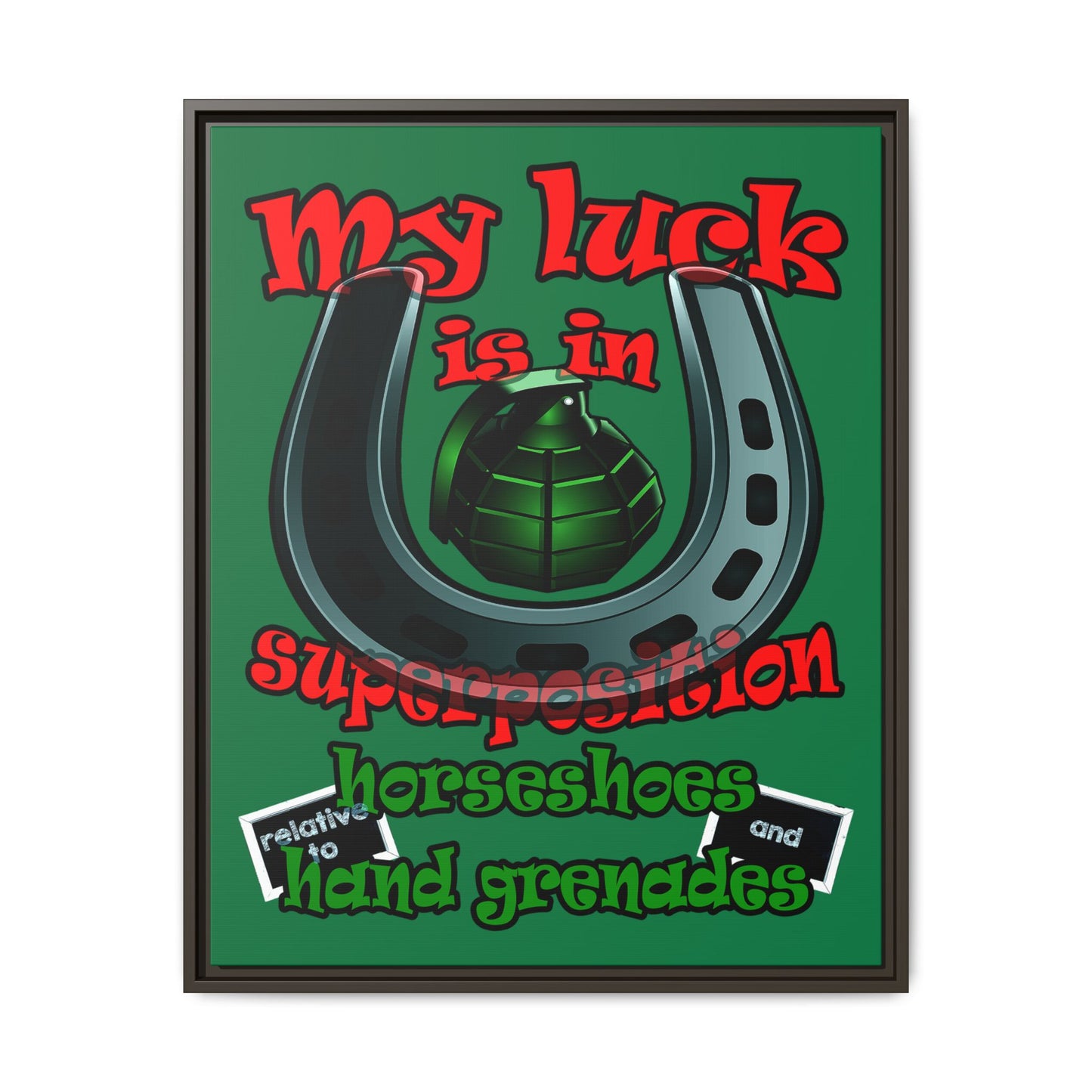 my luck - framed canvas art (dark green)