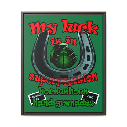 my luck - framed canvas art (dark green)
