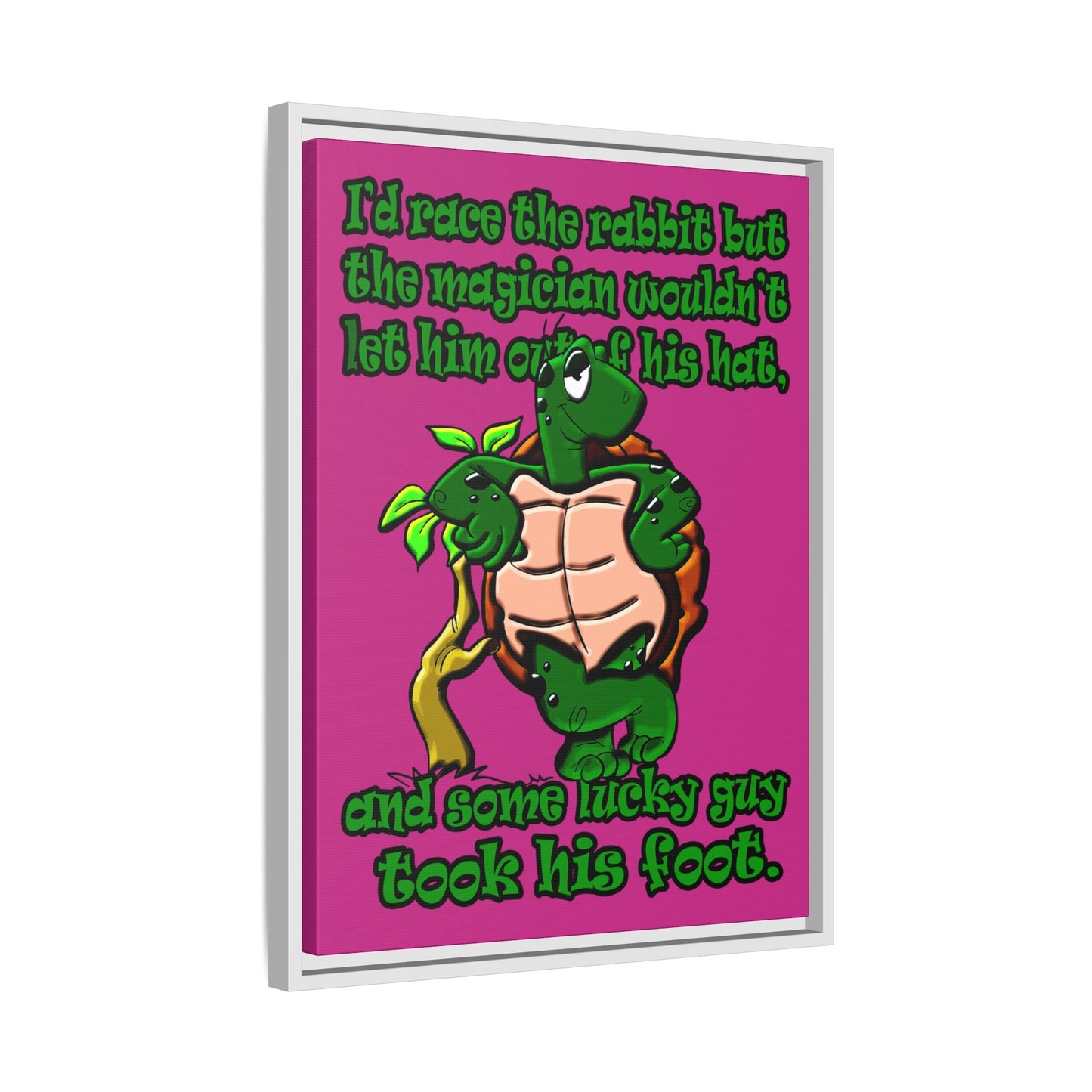 turtle race - framed canvas art (pink)