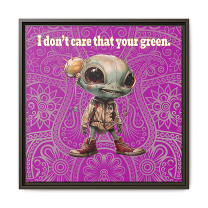 I don't care that your green - framed canvas art (pink swirl)