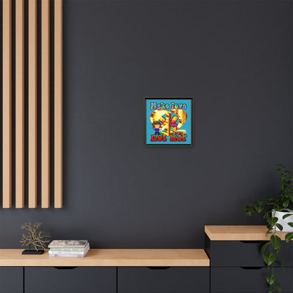 love peace - framed canvas art (turquoise)