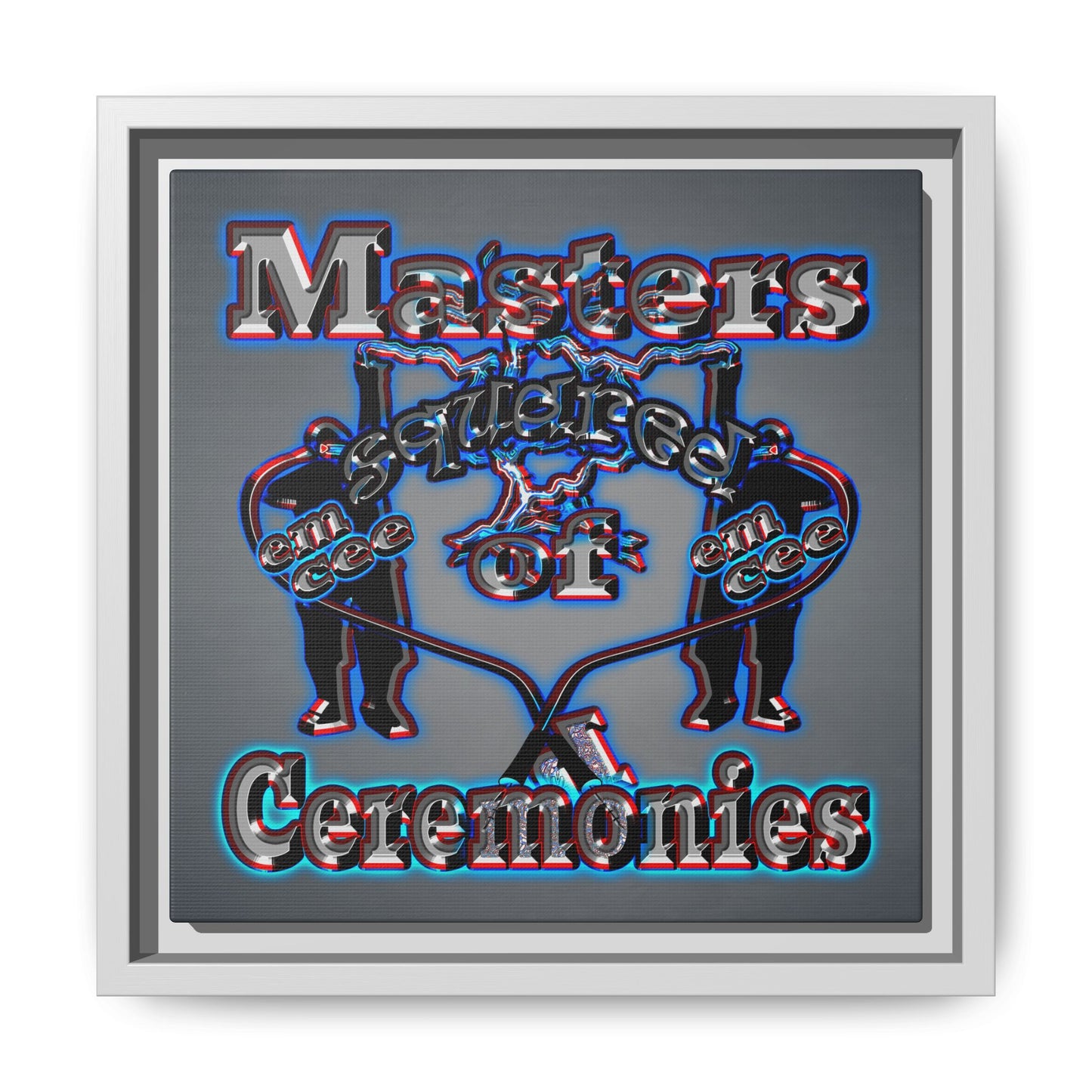 em cee squared - framed canvas art (grey-light grey)