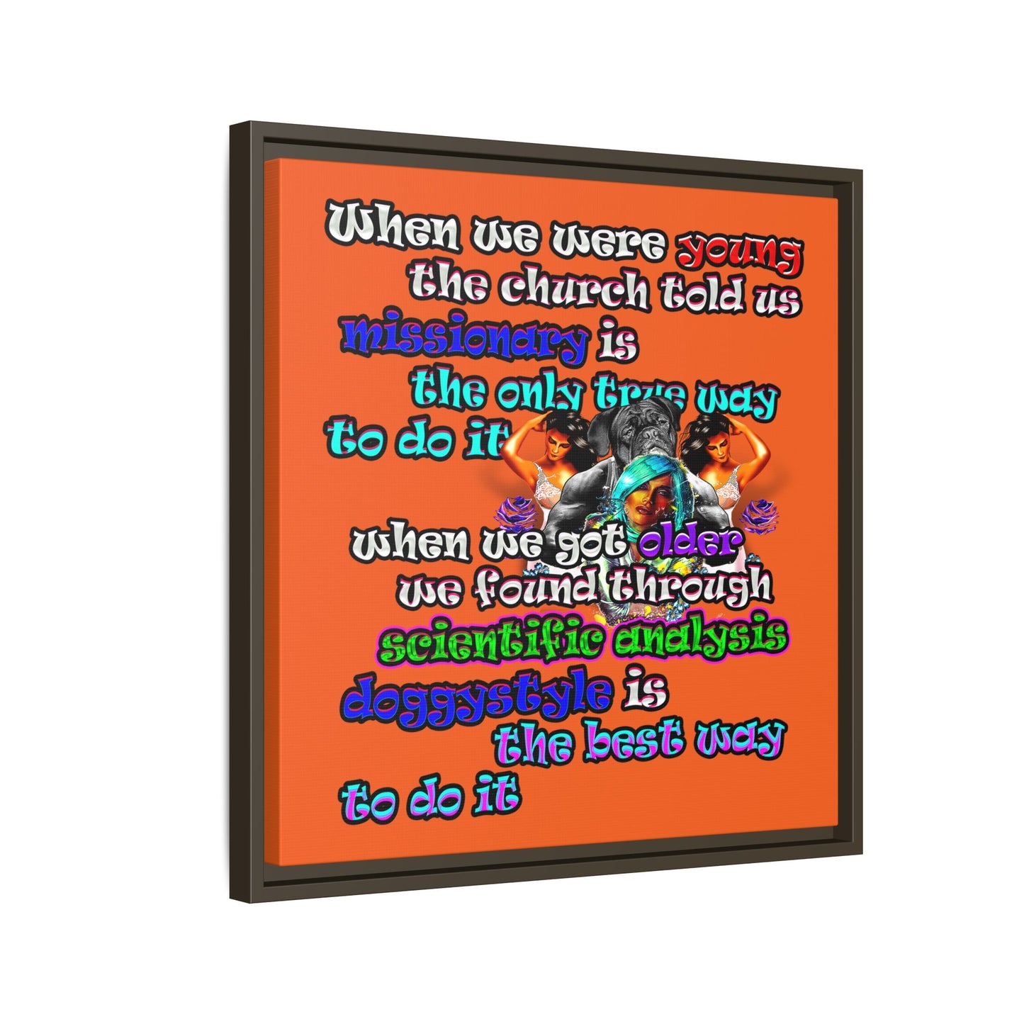doggystyle - framed canvas art (orange)