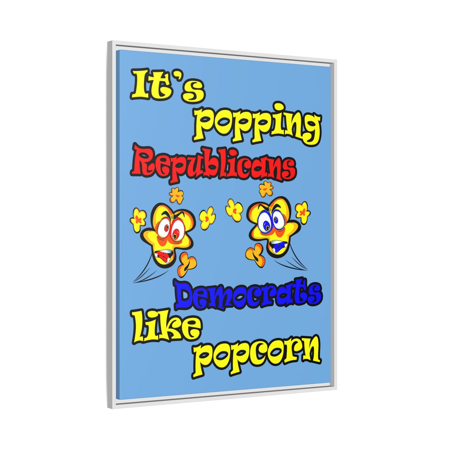 popping like popcorn - framed canvas art (light blue)
