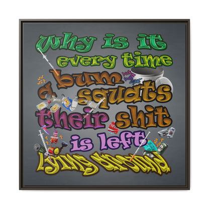 the bum's shit - framed canvas art (grey-light grey)