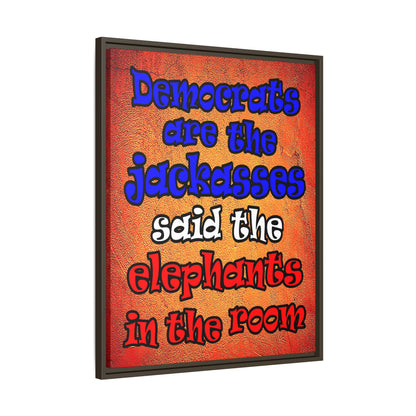 donkeys and elephants - framed canvas art (burnt orange)
