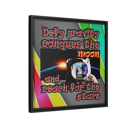 defy conquer reach - framed canvas art (rainbow split)