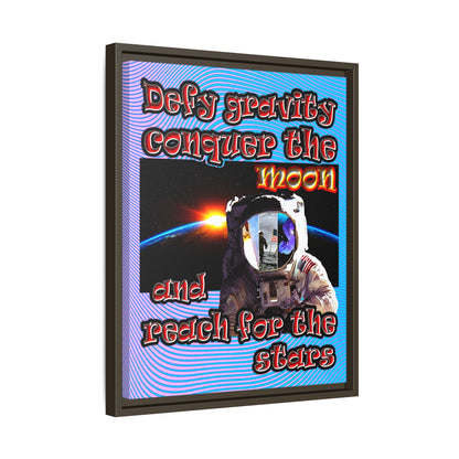 defy conquer reach - framed canvas art (light blue-purple wave)