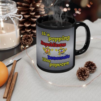 popping like popcorn - Black Mug (brushed nickel)