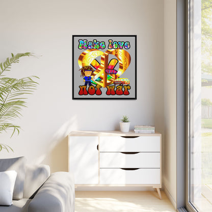 love peace - framed canvas art (light grey)