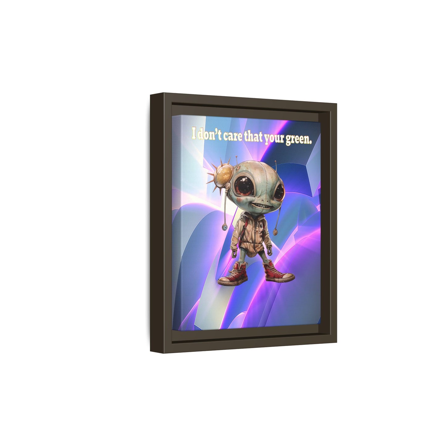 I don't care that your green - framed canvas art (grey-pink wave)