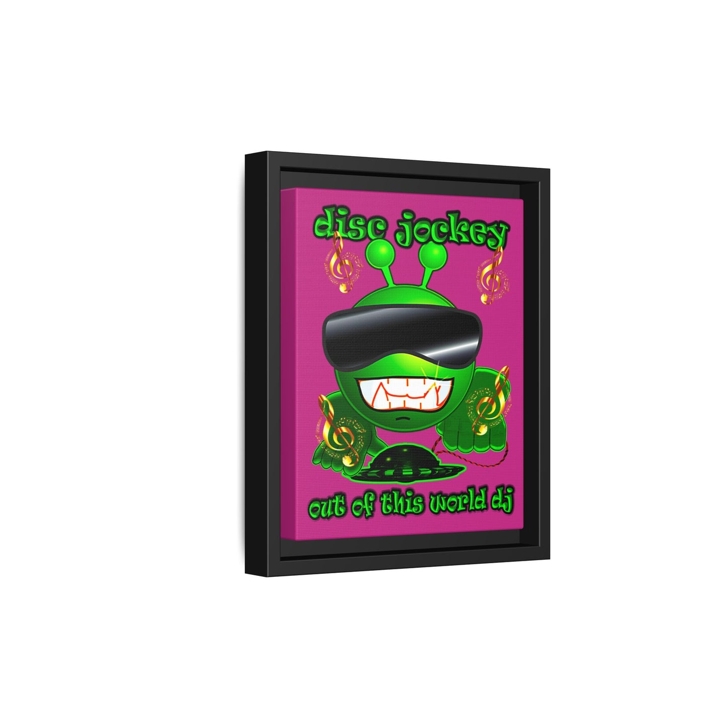 disc jockey - framed canvas art (pink)