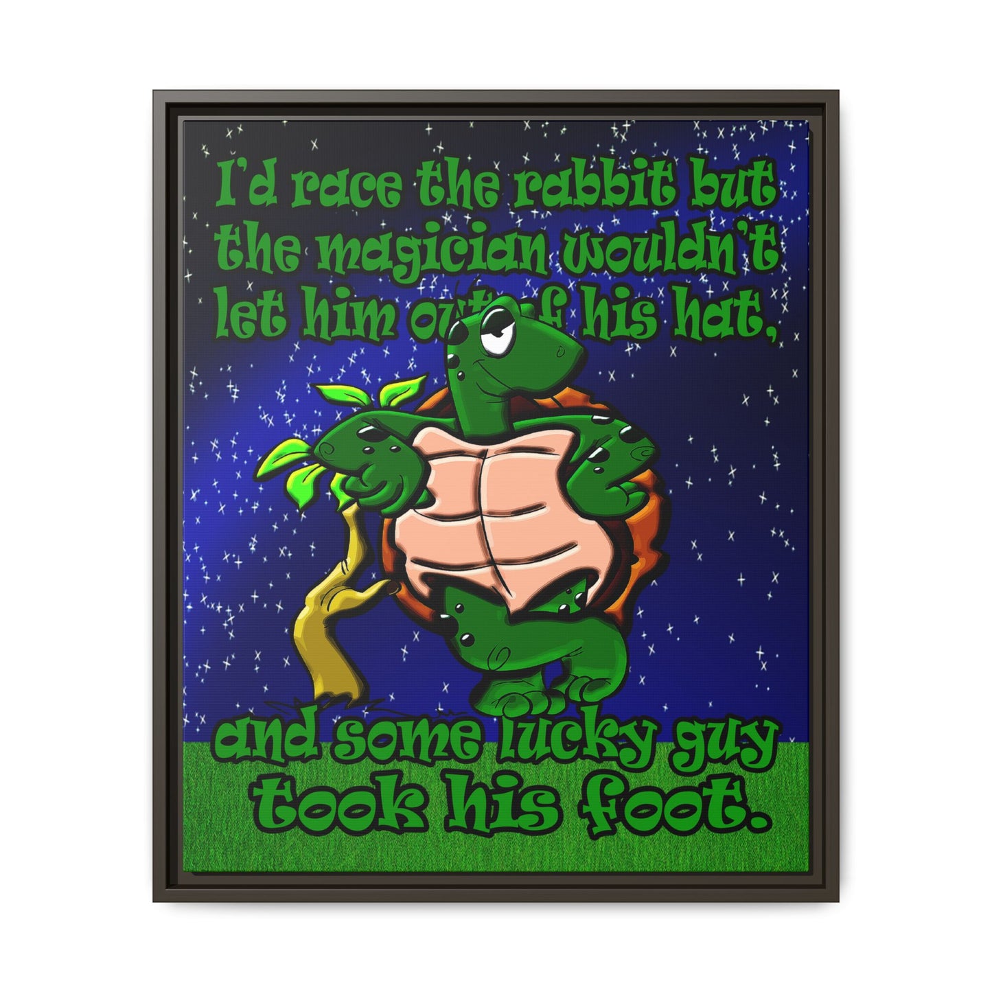 turtle race - framed canvas art ('snoops' background)