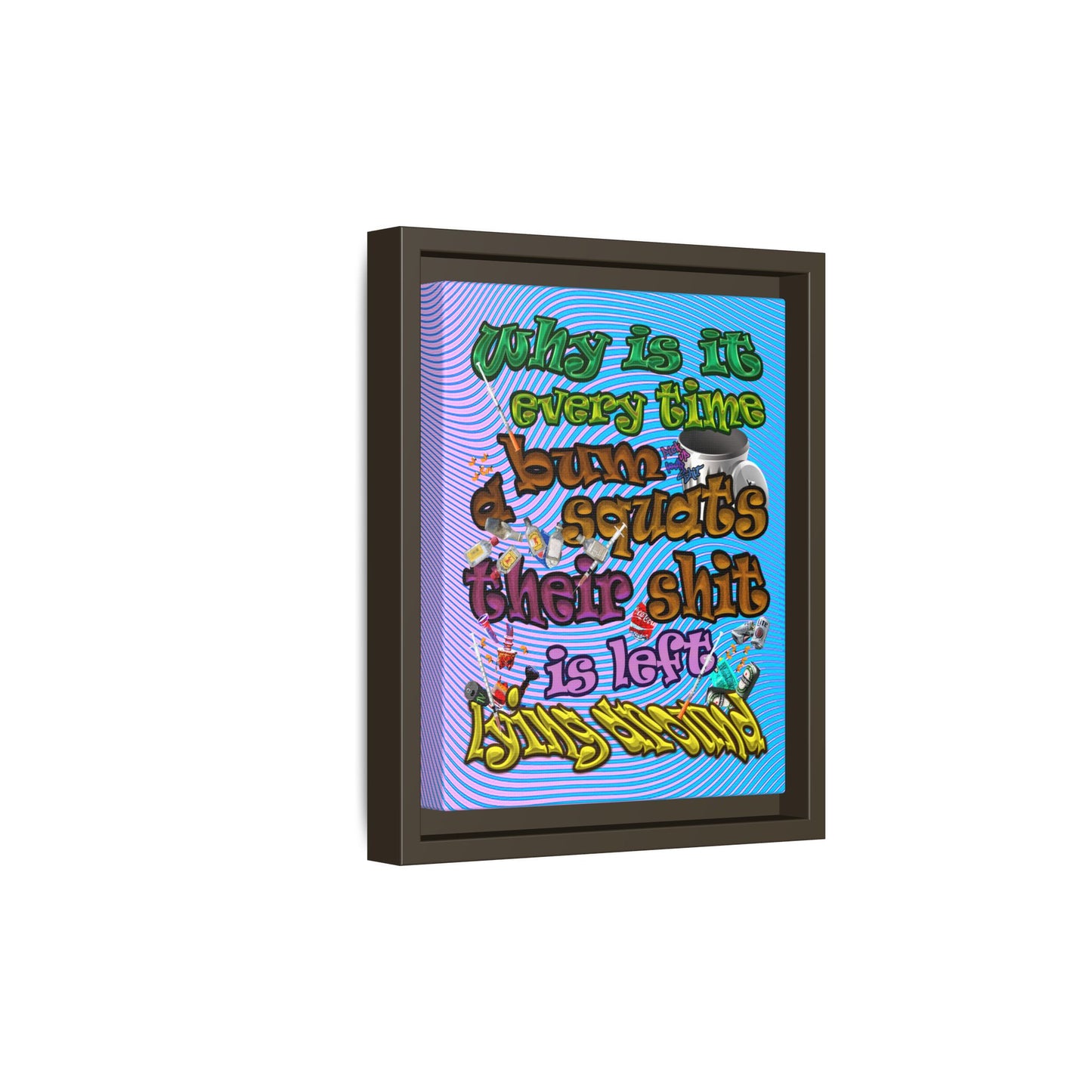 the bum's shit - framed canvas art (light blue-purple wave)