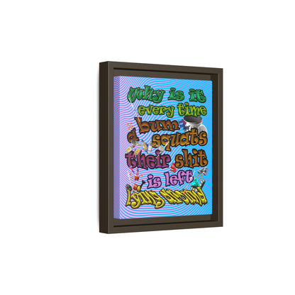 the bum's shit - framed canvas art (light blue-purple wave)