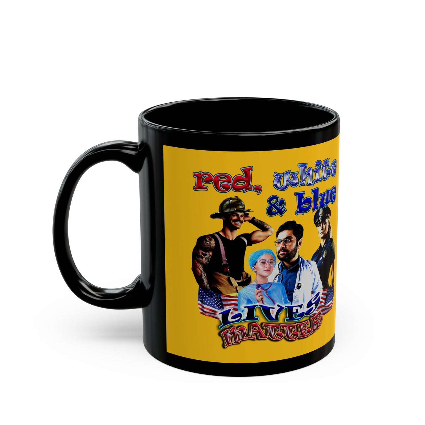 rw&b lives matter - Black Mug (yellow)