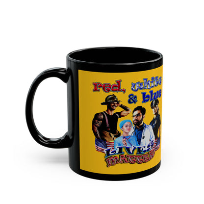 rw&b lives matter - Black Mug (yellow)
