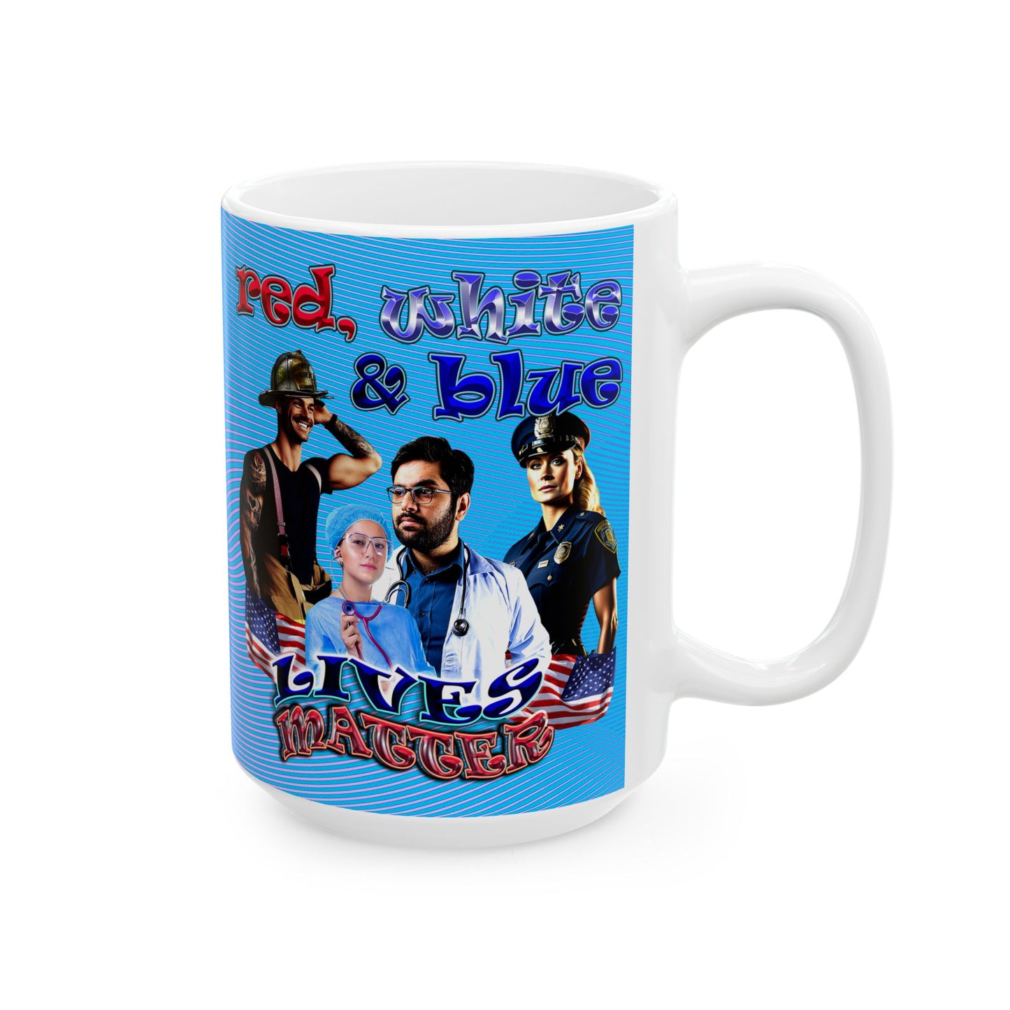 rw&b lives matter - White Mug (light blue-purple wave)