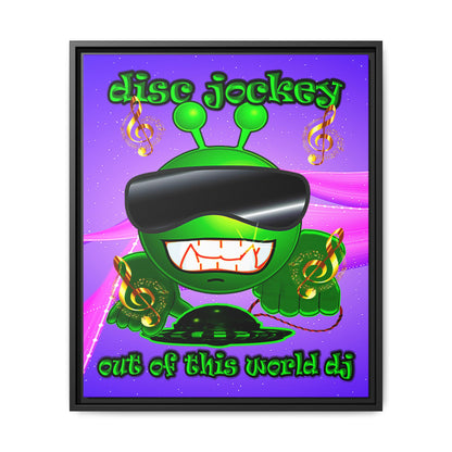disc jockey - framed canvas art (purple-pink wave)