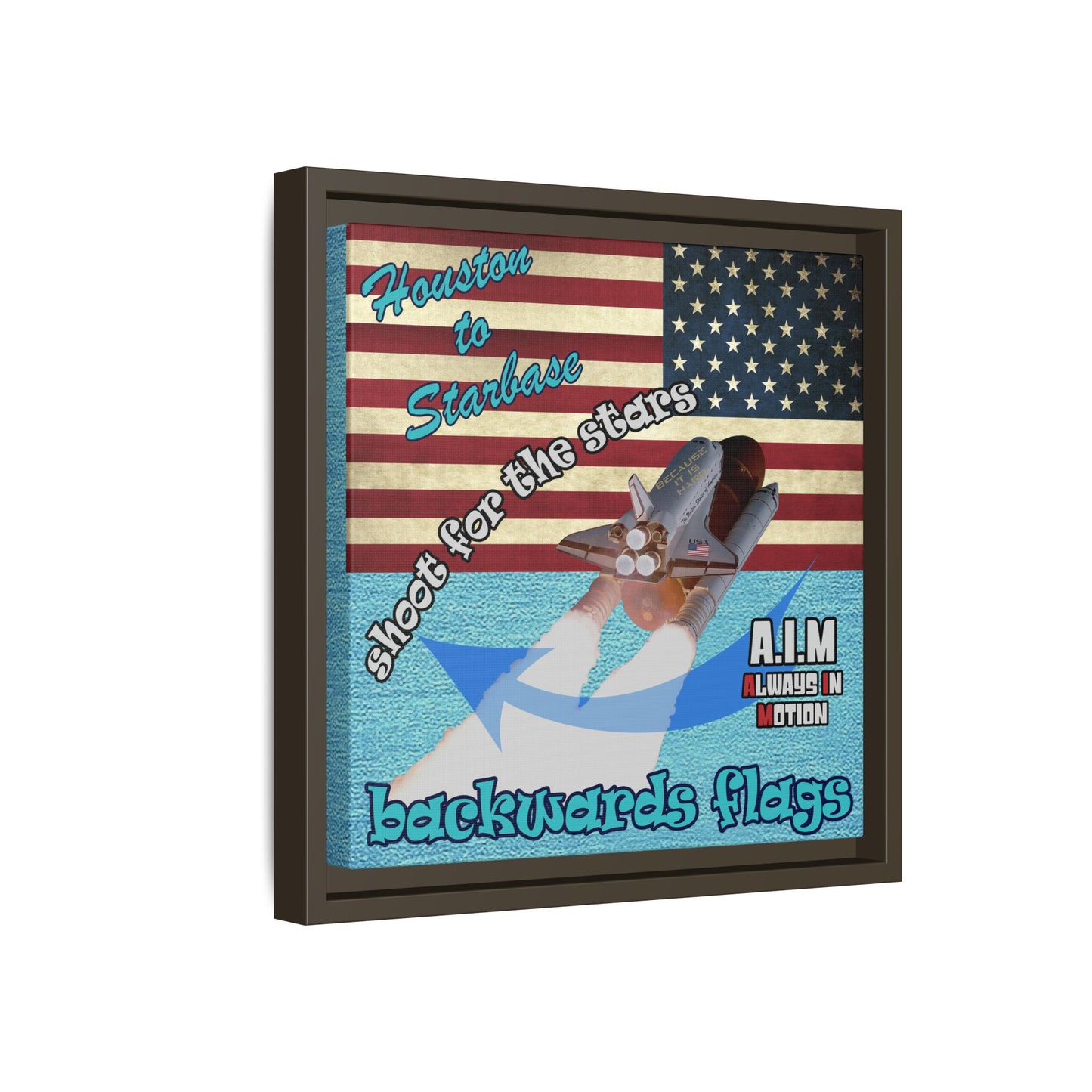 shoot for the stars - framed canvas art (faded blue)