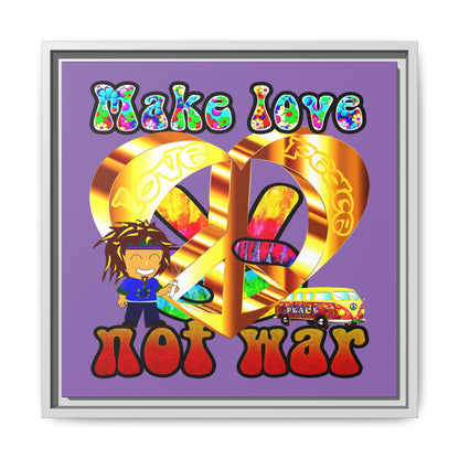 love peace - framed canvas art (light purple)