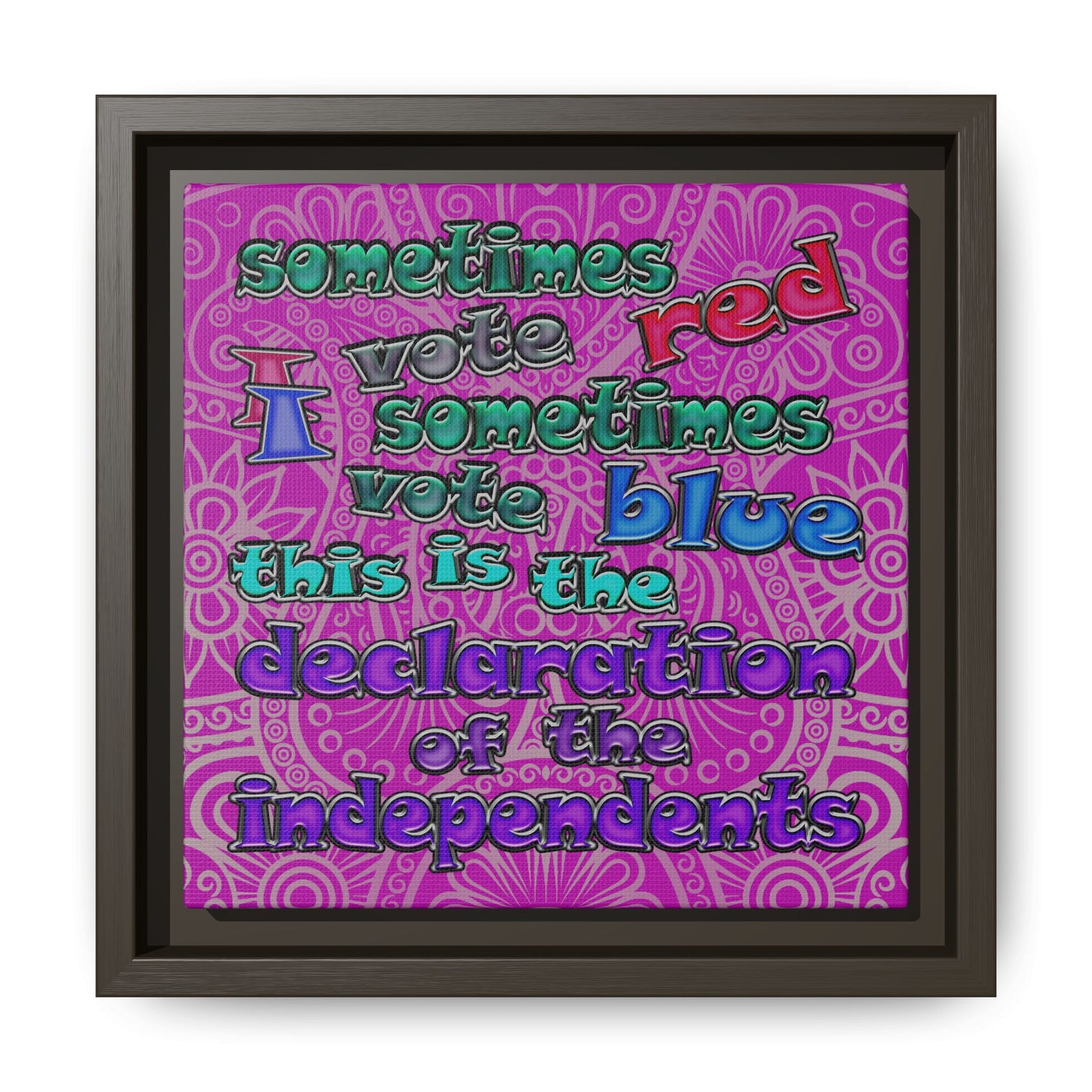 declaration of the independents - framed canvas art (pink swirl)