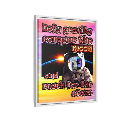 defy conquer reach - framed canvas art (color blur)