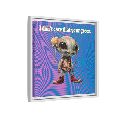 I don't care that your green - framed canvas art (light blue-purple wave)