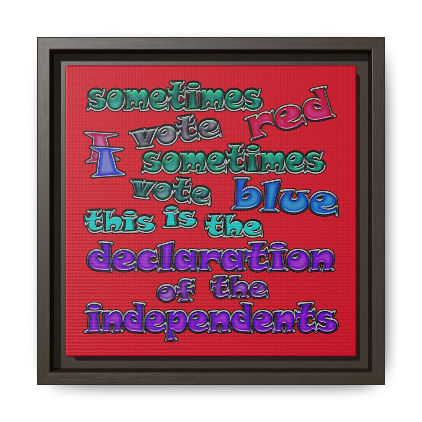 declaration of the independents - framed canvas art (dark red)