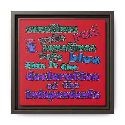 declaration of the independents - framed canvas art (dark red)