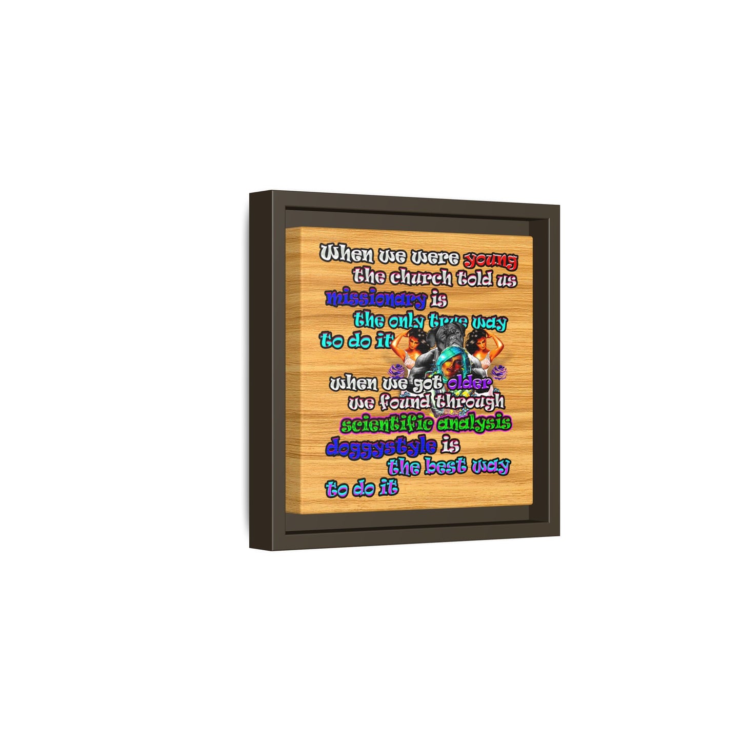 doggystyle - framed canvas art (butterscotch wood finish)