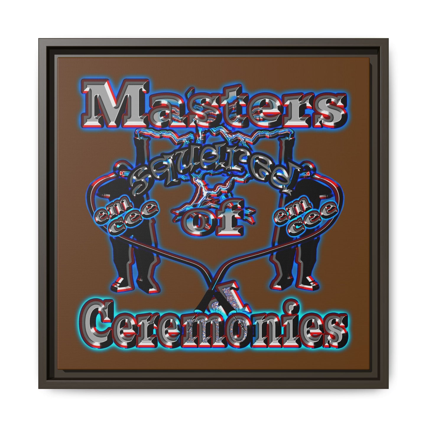 em cee squared - framed canvas art (brown)