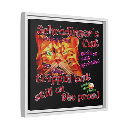 schrodinger's cat - framed canvas art (black)