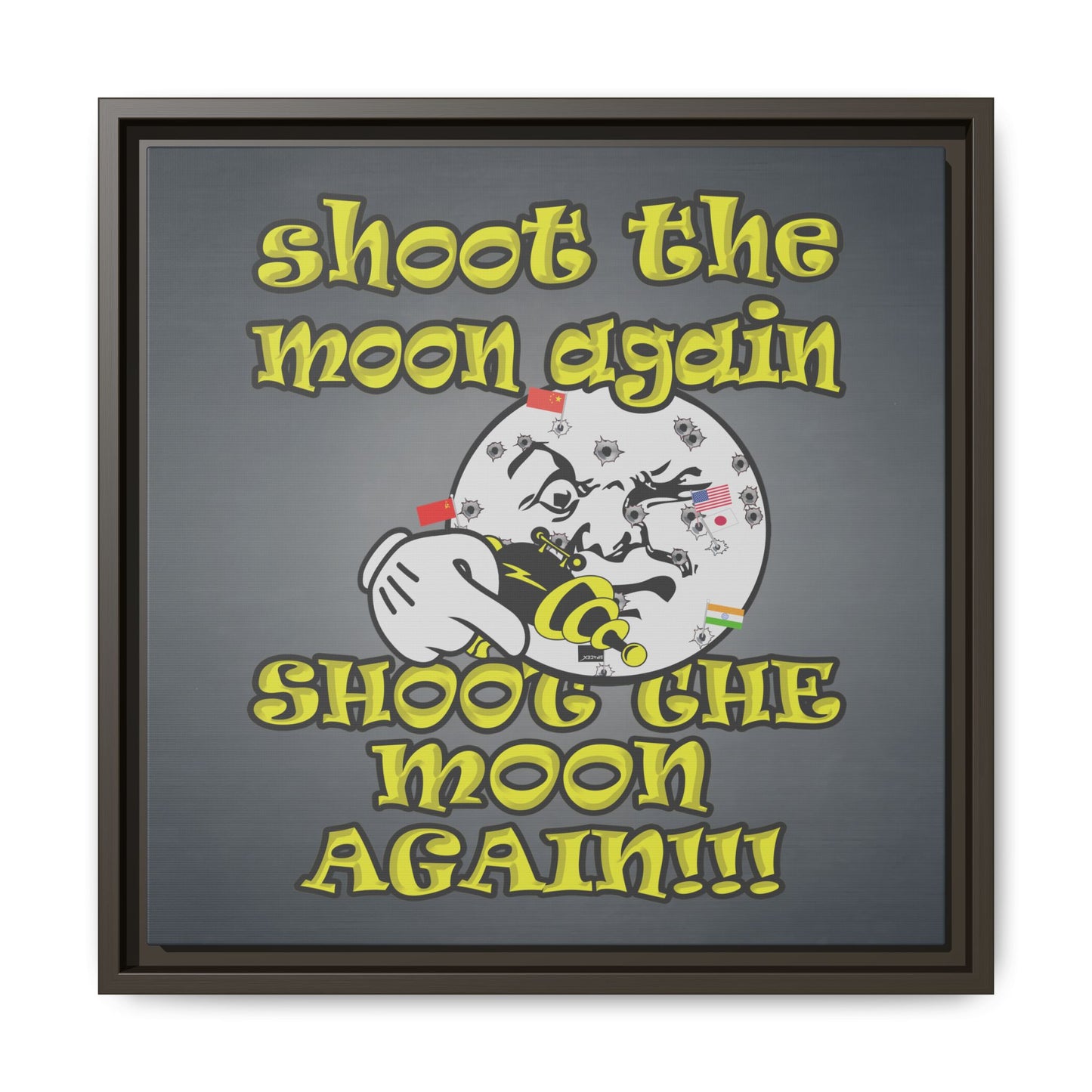 shoot the moon again - framed canvas art (grey-light grey)