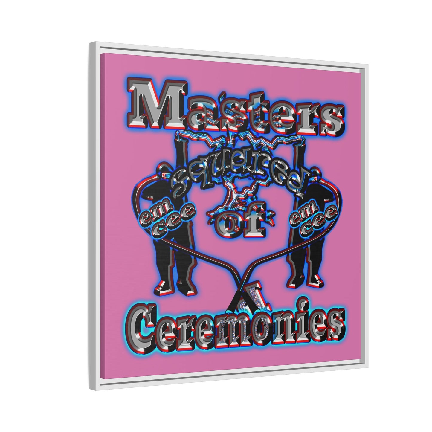 em cee squared - framed canvas art (light pink)