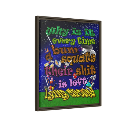 the bum's shit - framed canvas art ('snoops' background)