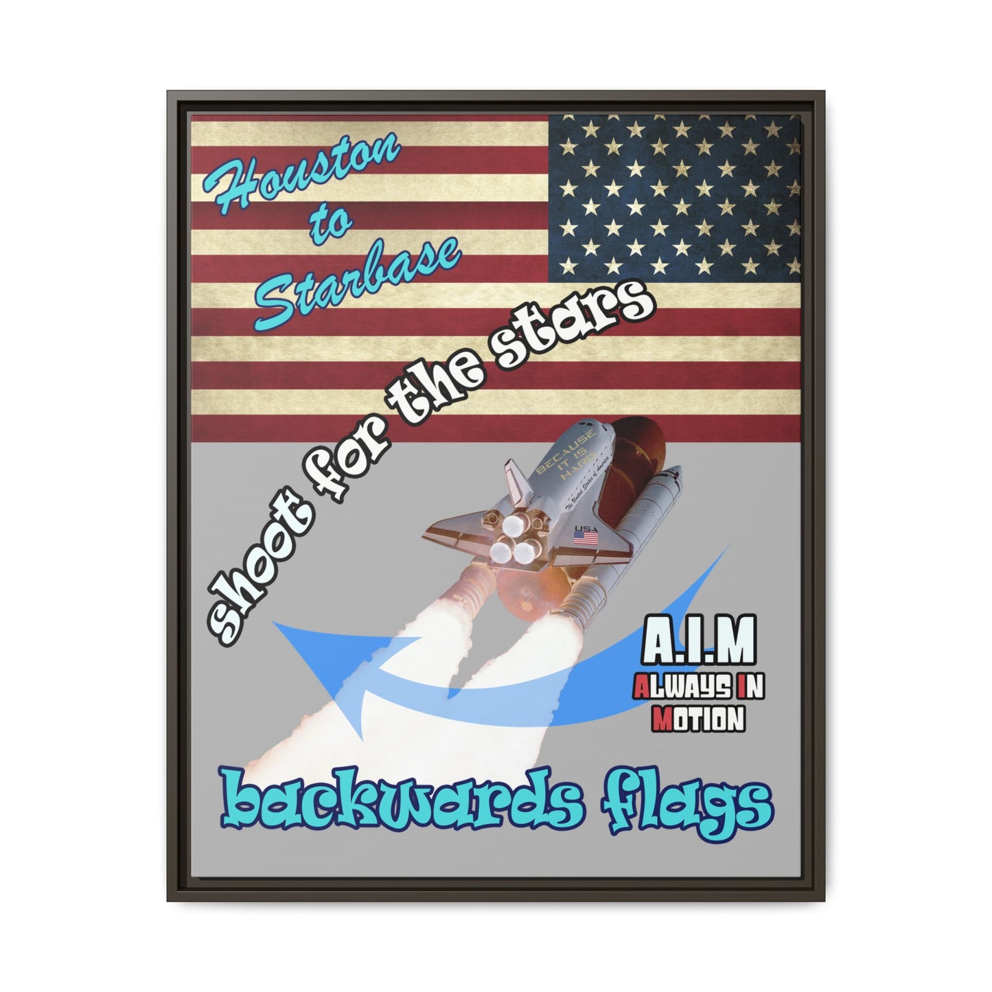 shoot for the stars - framed canvas art (light grey)