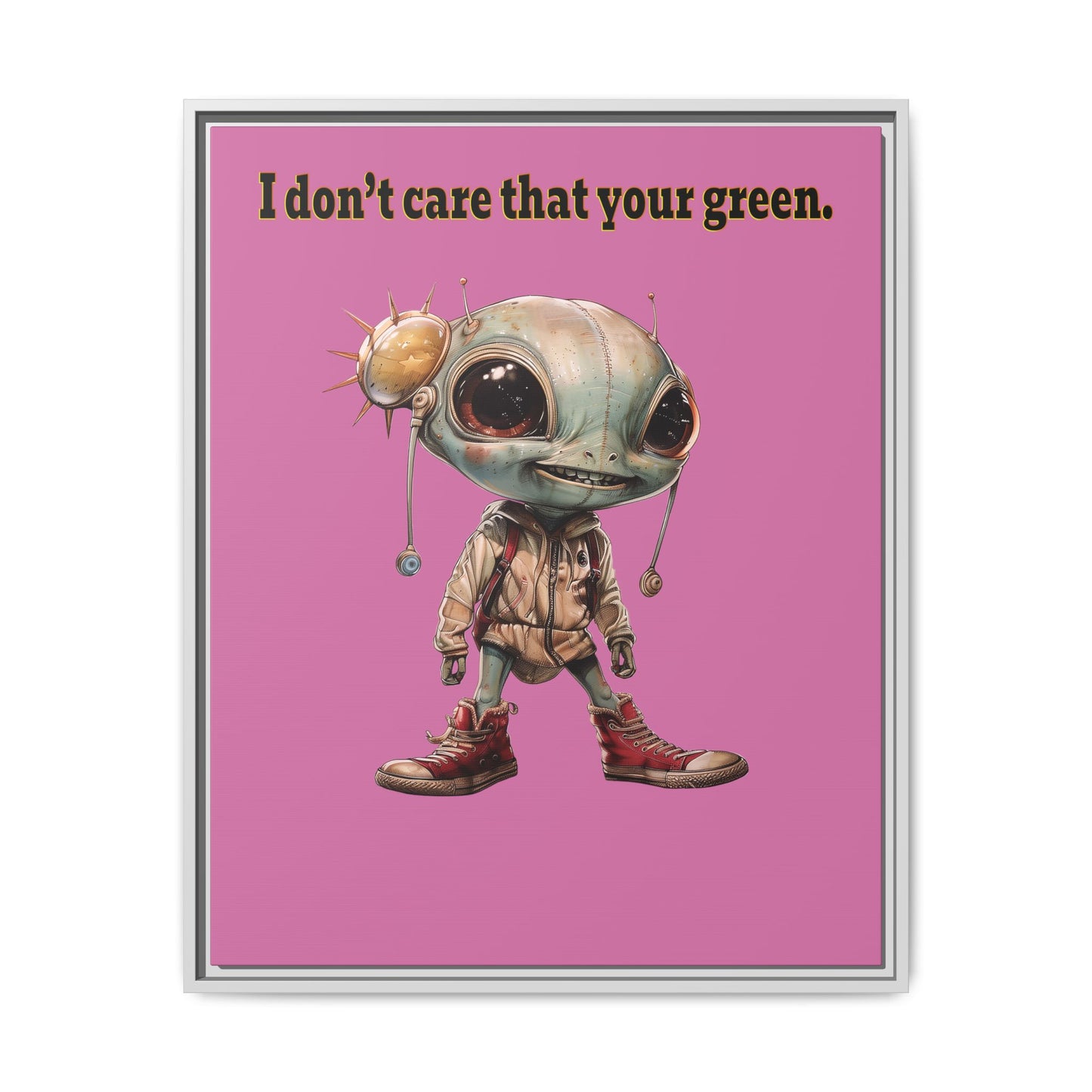 I don't care that your green - framed canvas art (light pink)